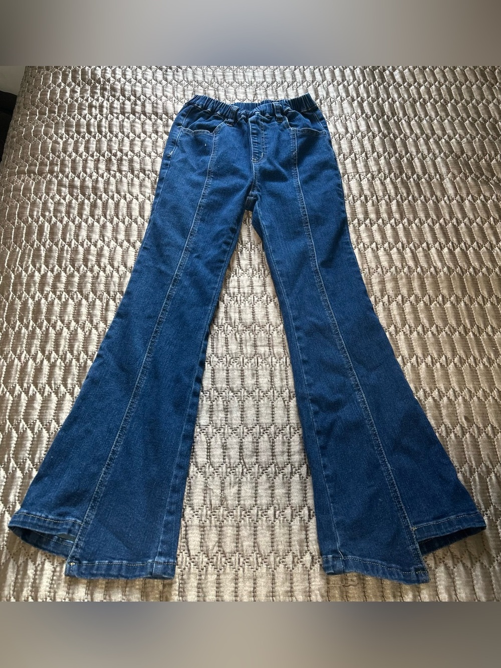 Kids Girl Dark Blue Flared Jeans with Elastic Waist